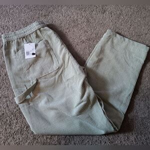 Forever 21 Men Corduroy Sage Green Baggy Fit Carpenter Pants Size XL BRAND NEW